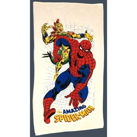VTG 1978 Franco Marvel Spider-Man Beach / Bath Towel Dinosaur Man Stegron Cotton - Picture 1 of 7